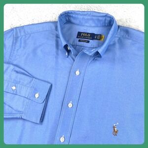 Polo Ralph Lauren Shirt Men's LT Blue Performance Long Sleeve Flesh Pony Coolmax